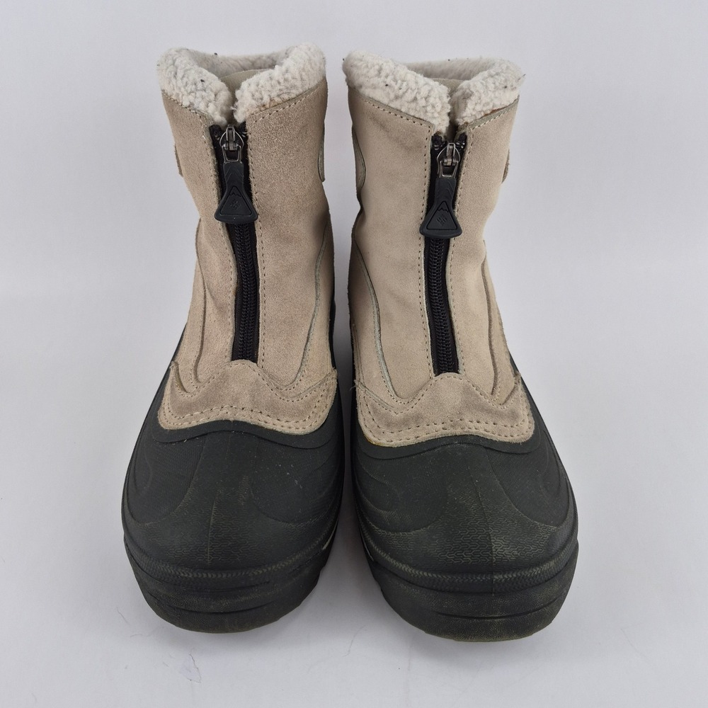 Columbia Cascadian Snowchill Womens 9 Winter Boots Beige BL1167-160 Zip Suede